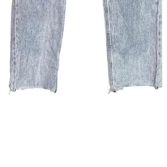 KanCan Women 11/29 Mid Rise Straight Jeans Blue Cotton Light Acid Wash Raw Hem - Picture 3 of 9